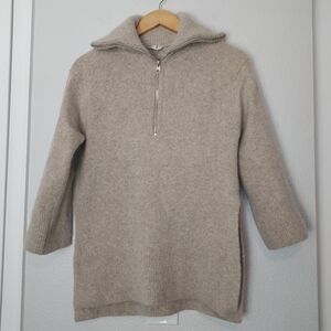 ARKET Quarter Zip Sweater Alpaca Wool Blend Side Slits XS